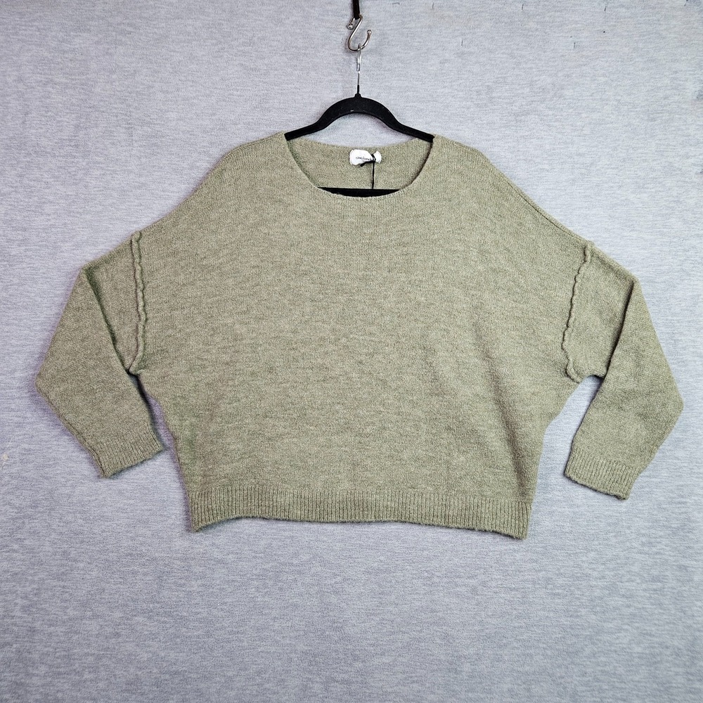 Nina Kendosa Paris Sweater Women Cropped Green Pullover Size L/XL New